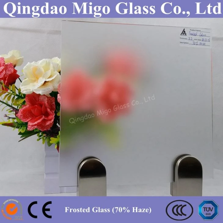 70% ফ্রস্ট ডিগ্রী অতিরিক্ত পরিষ্কার অ্যাসিড Etched Frosted কাচ